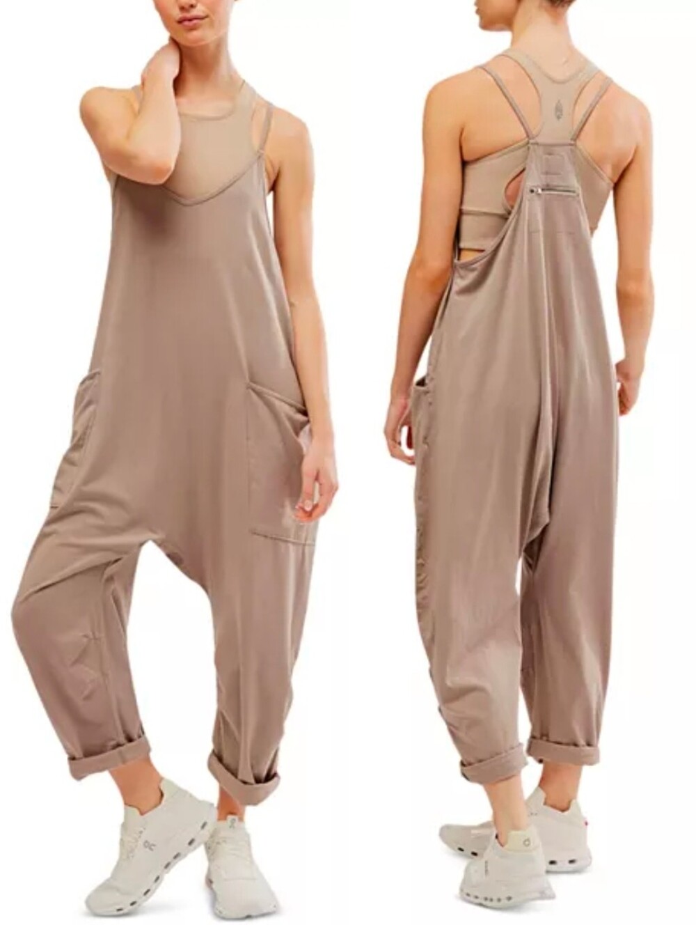 Free People Tan Mocha Cotton Hot Shot Onesie Jumpsuit